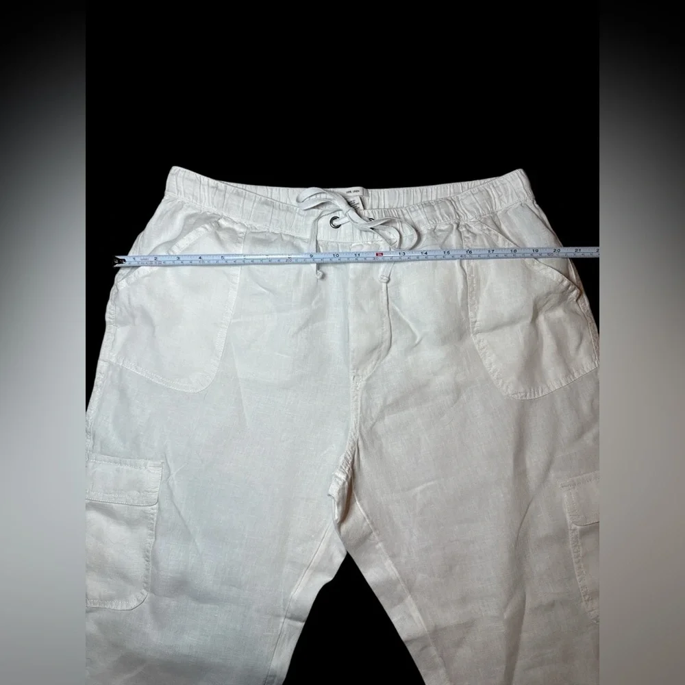 White Nicole Miller 100% Linen Cargo Jogger Pants - Picture 6 of 11